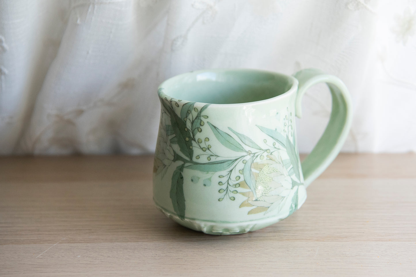 Floral Coffee Mug- Celedon