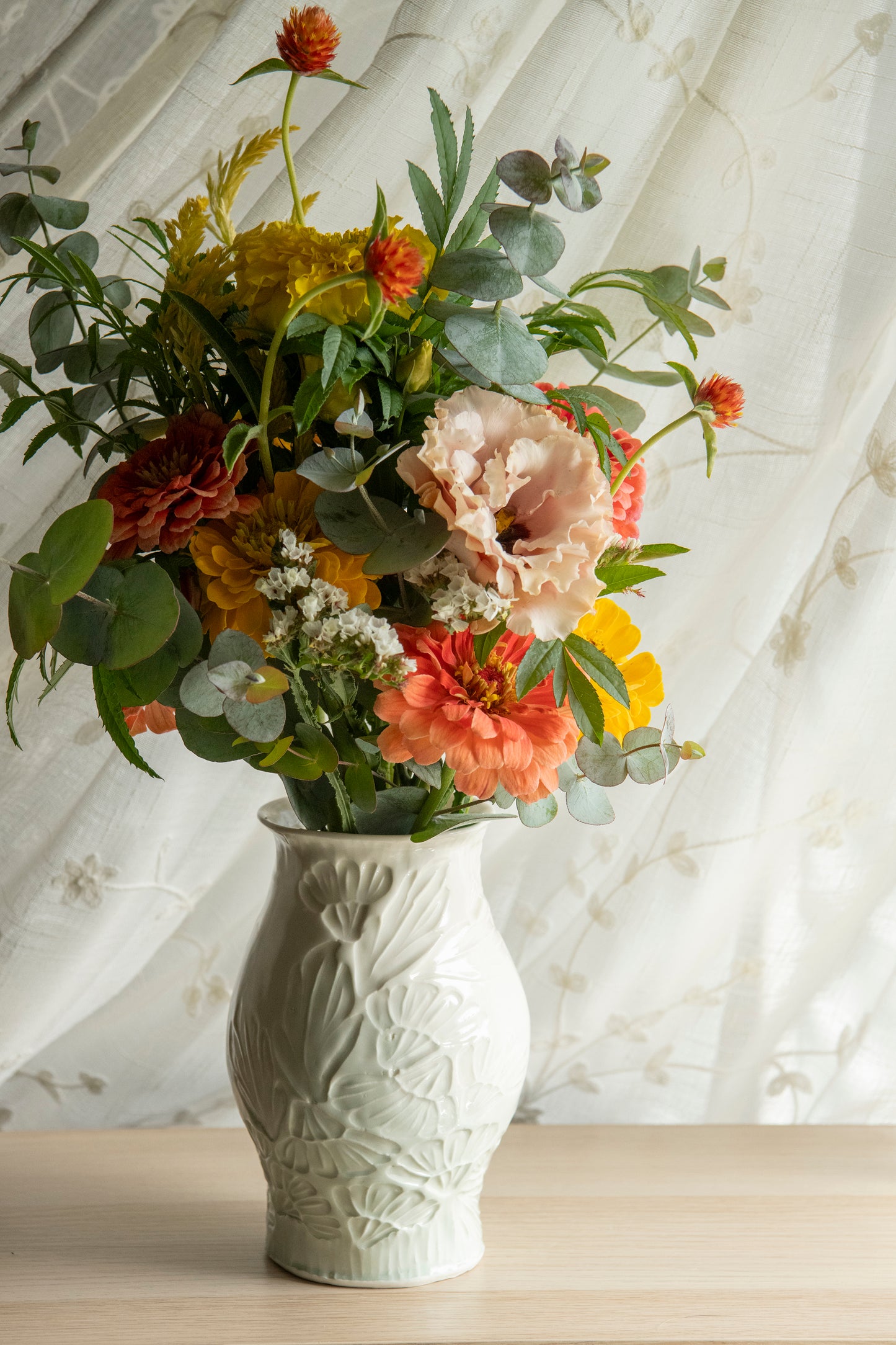 Hand Stamped Porcelain Vase - Ivory