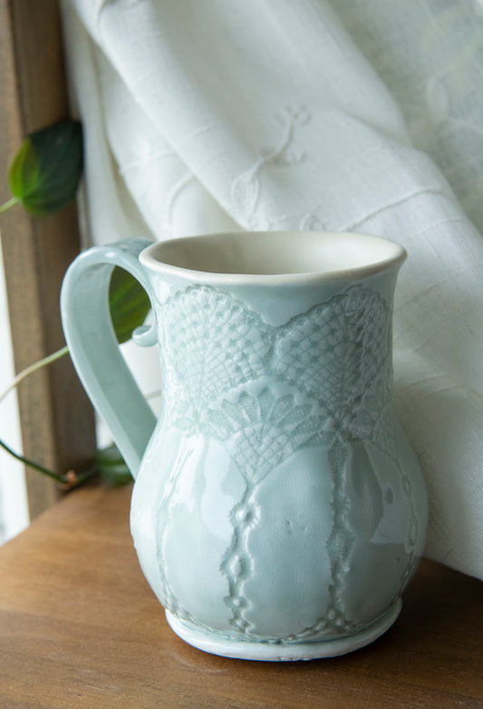 Lace Series Porcelain Mug - Aqua & Cream