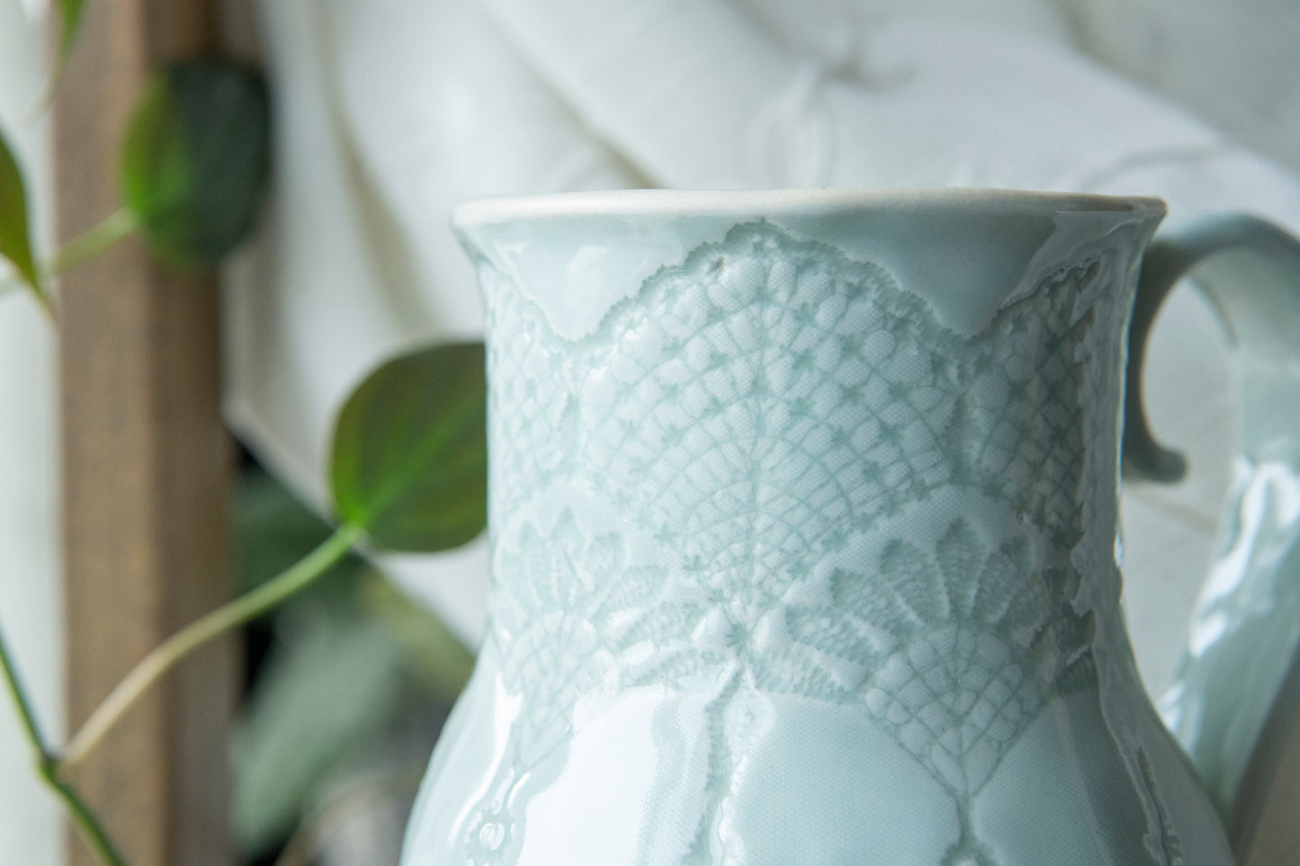 Lace Series Porcelain Mug - Aqua & Cream