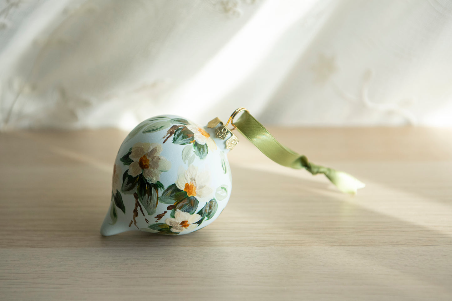 Hand Painted Ornament - Light floral