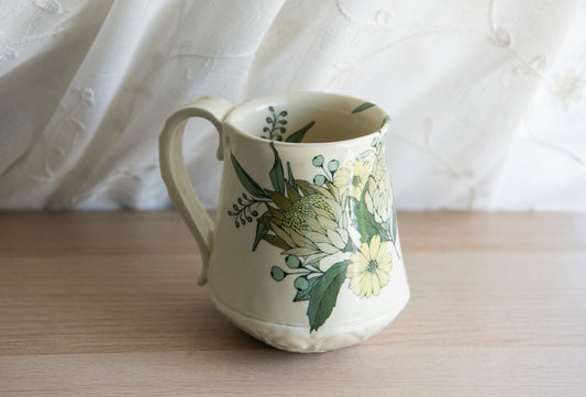 Floral Coffee Mug- Cream