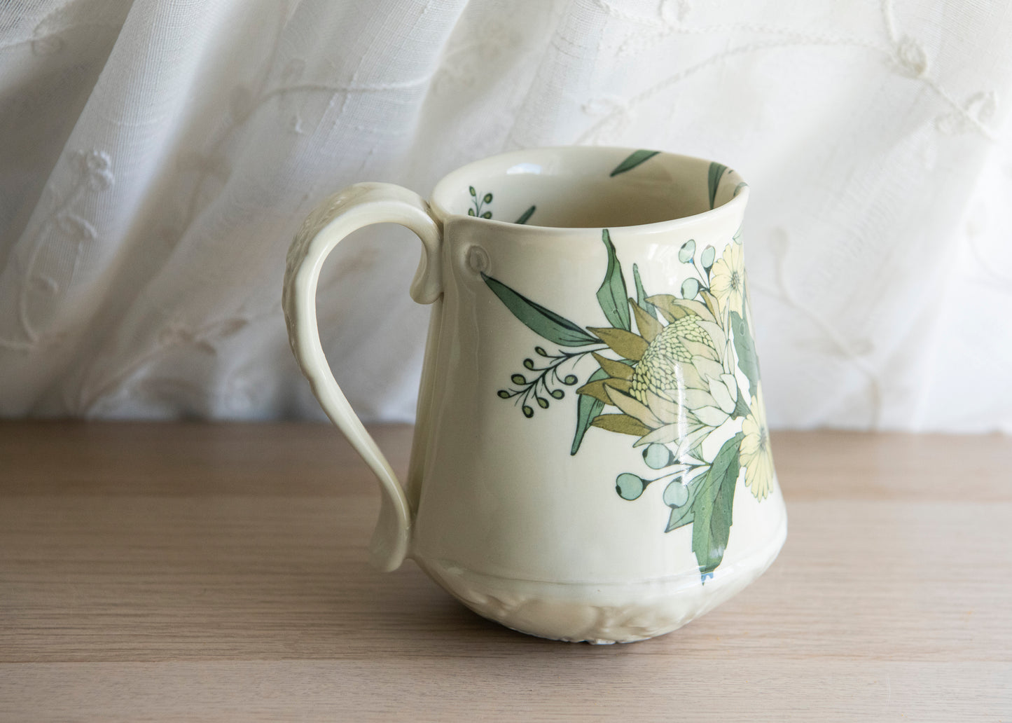Floral Coffee Mug- Cream
