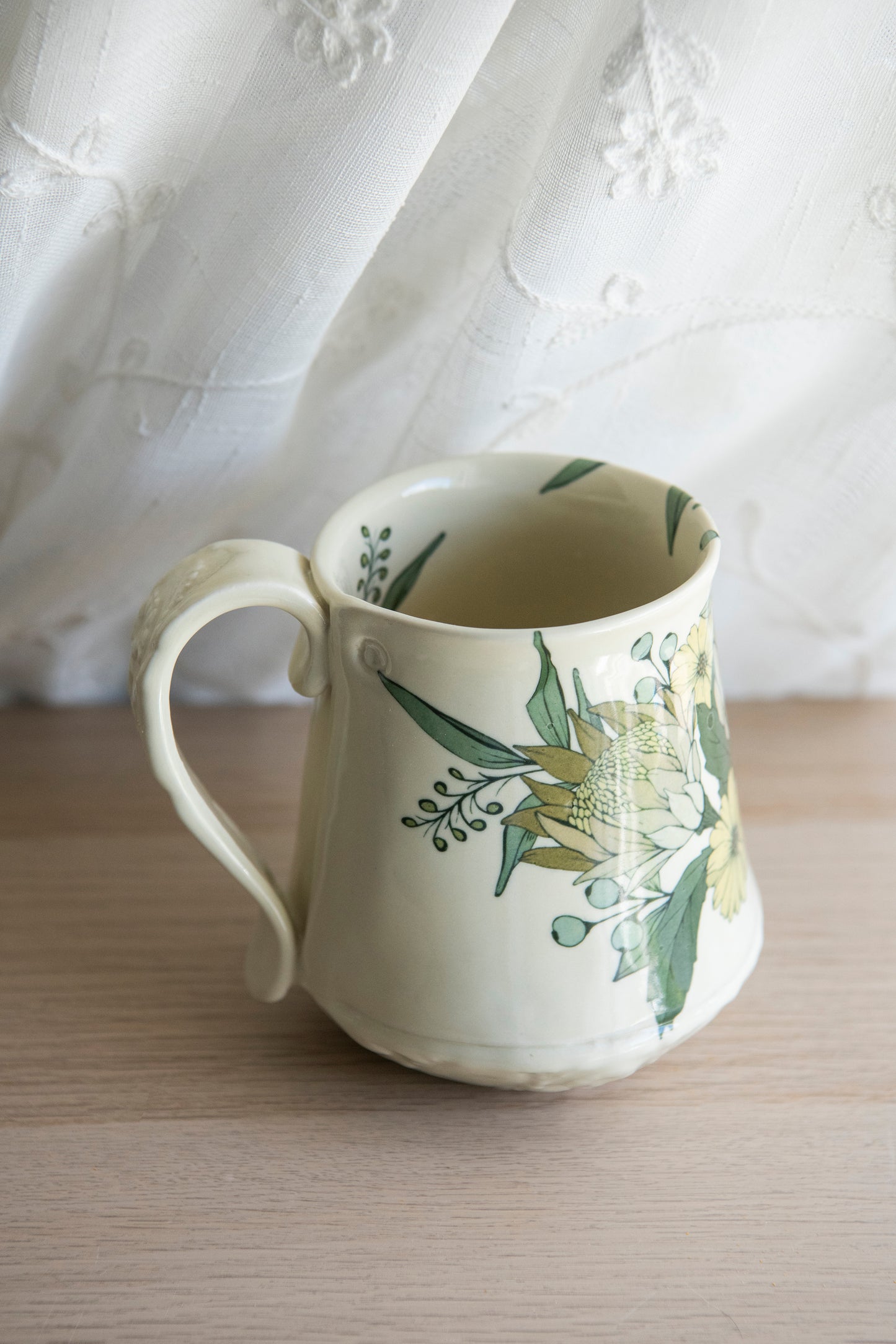 Floral Coffee Mug- Cream