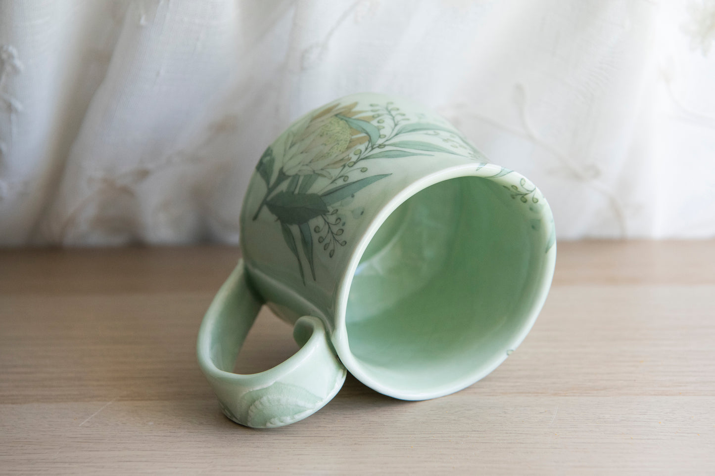 Floral Coffee Mug- Celedon