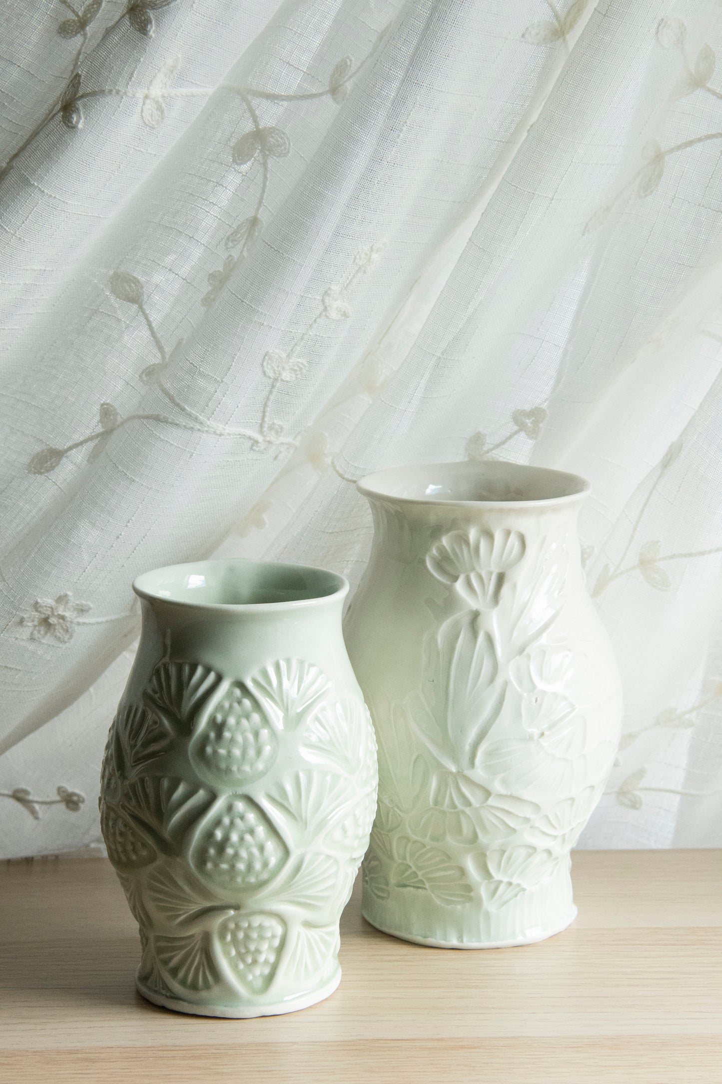 Hand Stamped Porcelain Vase - Ivory