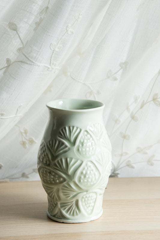 Hand Stamped Porcelain Vase