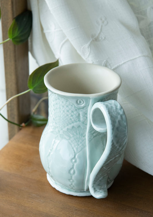 Lace Series Porcelain Mug - Aqua & Cream