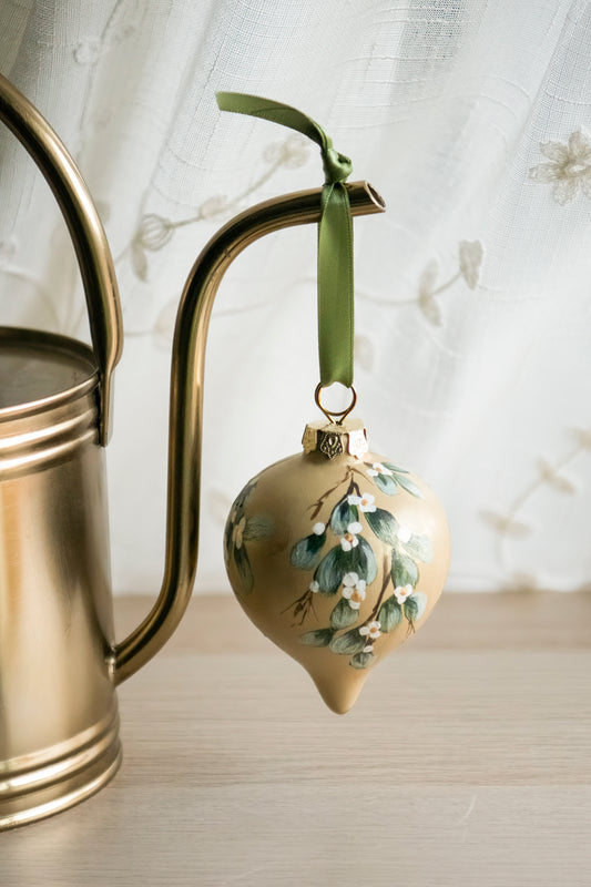 Hand Painted Ornament - Gold Berry