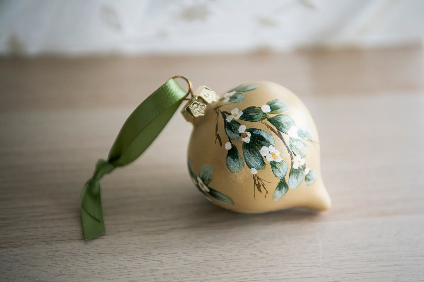 Hand Painted Ornament - Gold Berry