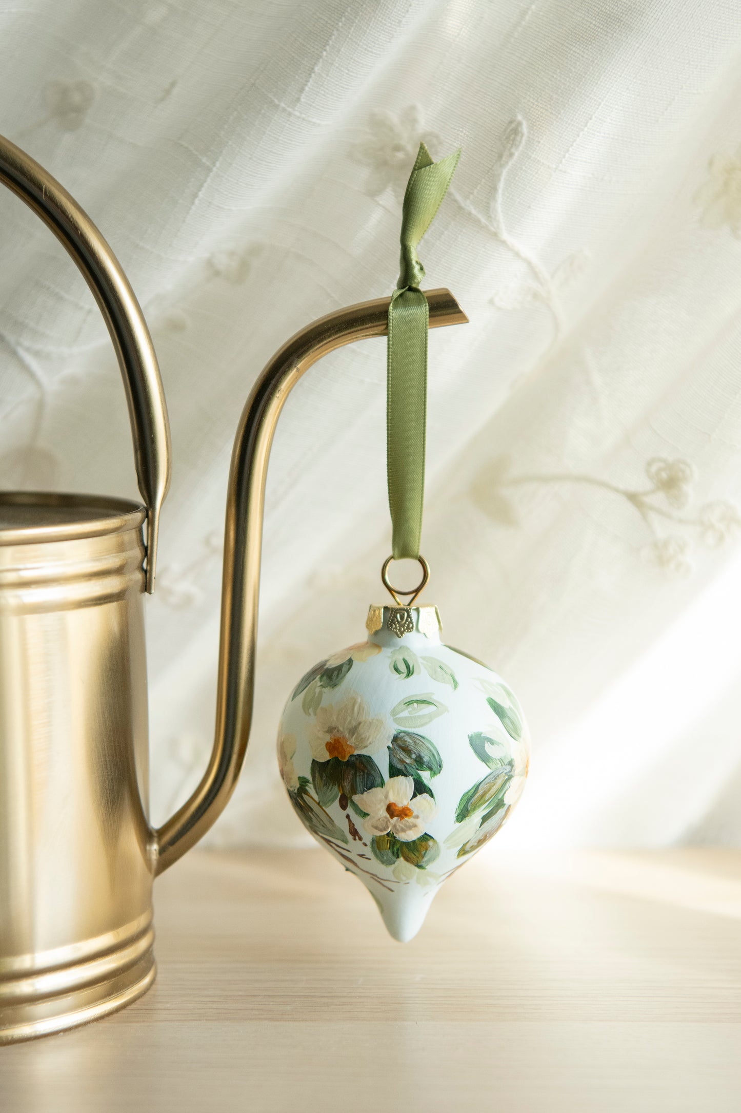 Hand Painted Ornament - Light floral