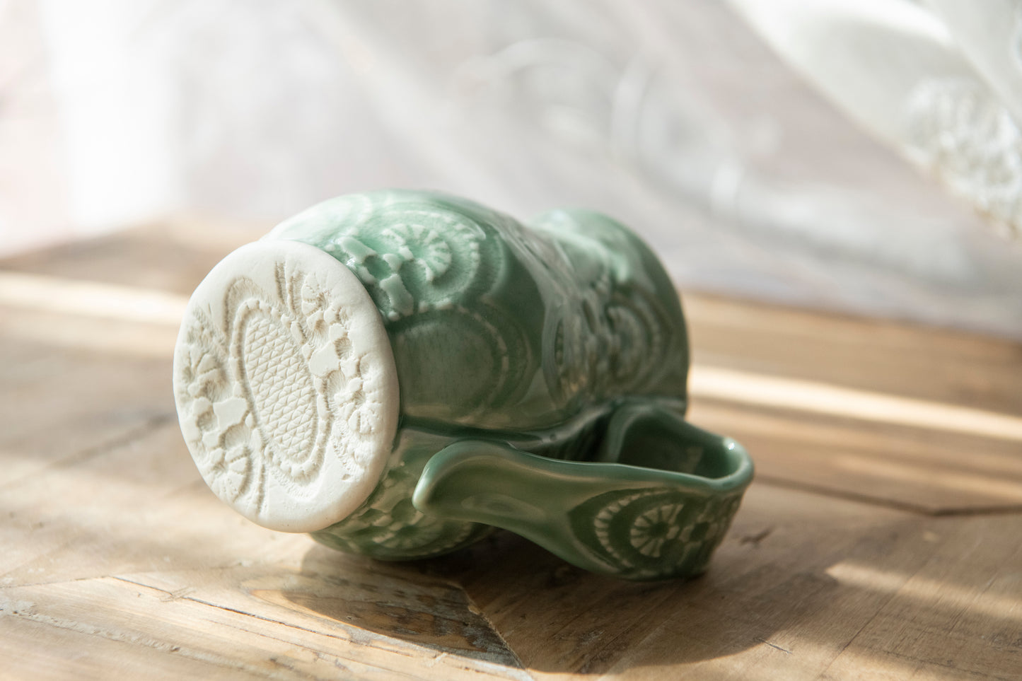 Lace Series Porcelain Mug - Light Green Celadon